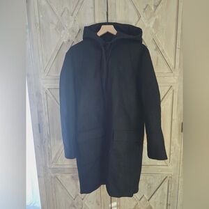 Harmony -Paris Elegant Black Hooded Trench Coat